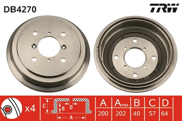TRW DB4270 Brake Drum