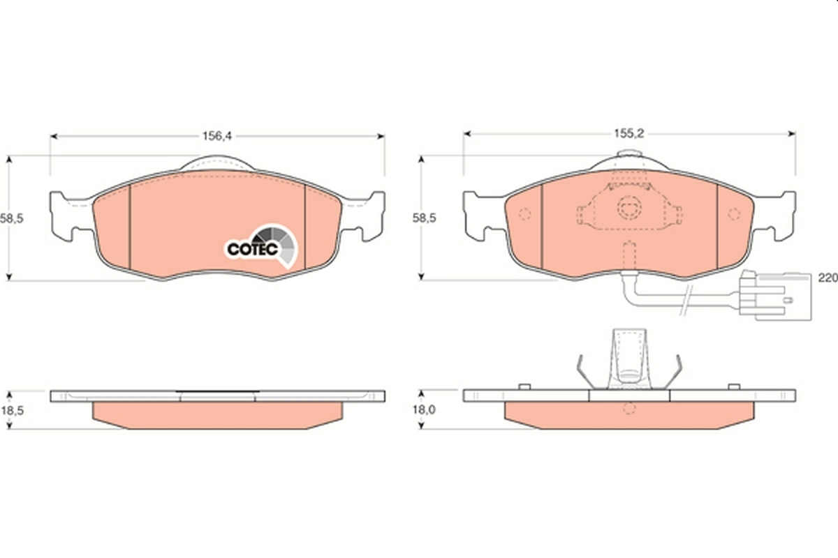 Brake Pad Set, disc brake COTEC GDB1108