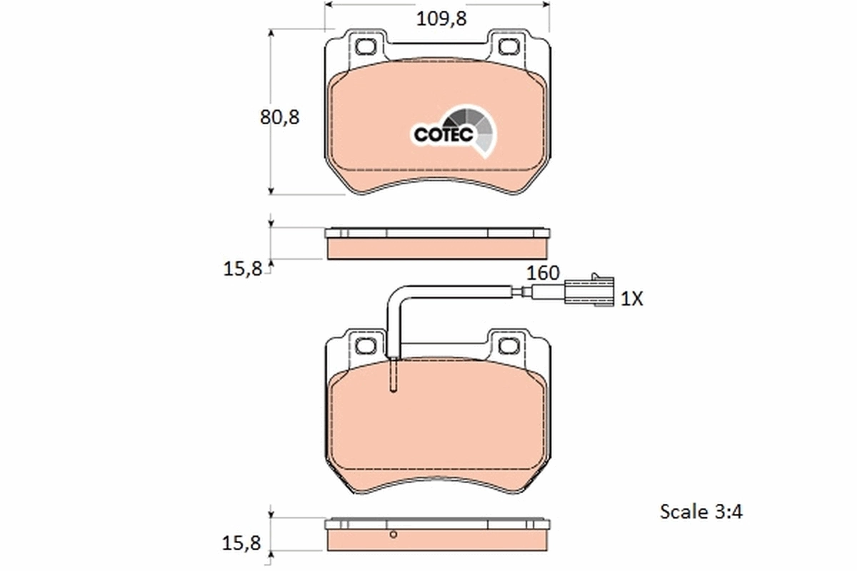 Brake Pad Set, disc brake COTEC GDB1904