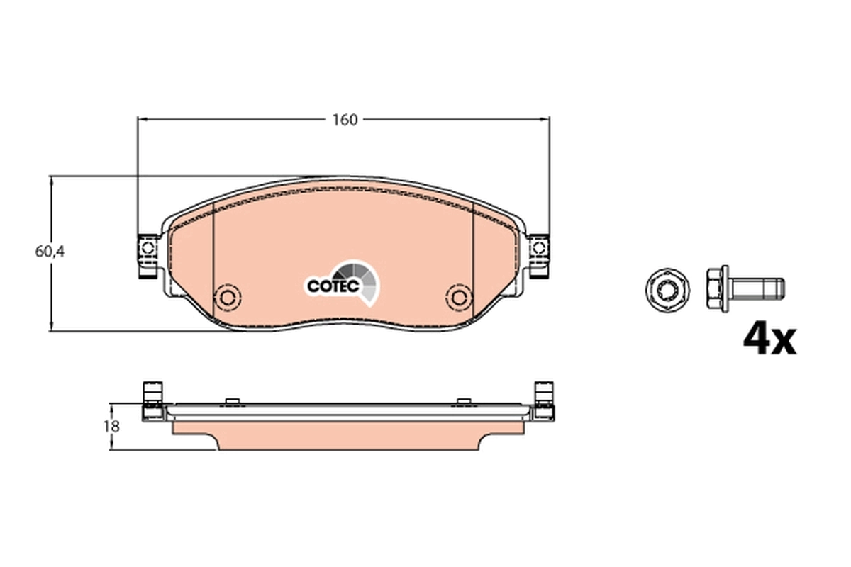 Brake Pad Set, disc brake COTEC GDB2096
