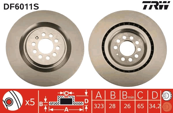 Brake Disc TRW SINGLE DF6011S