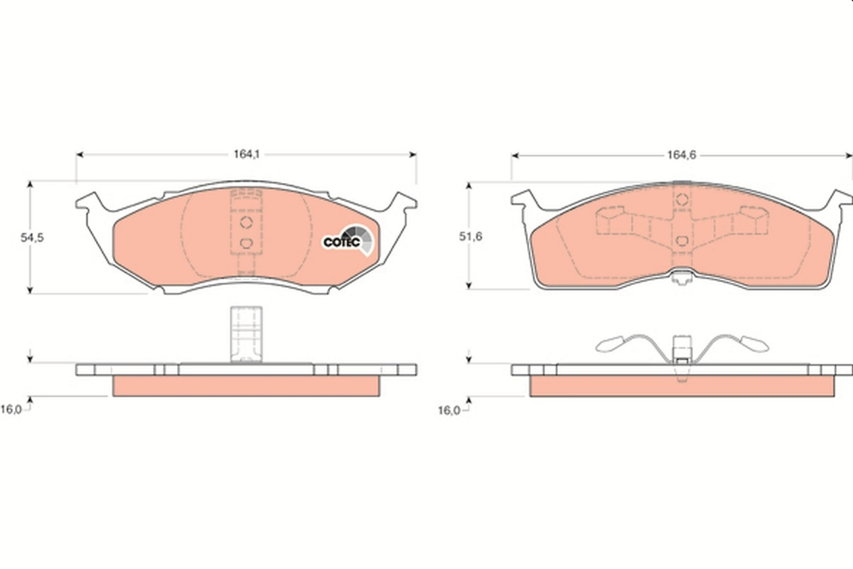 Brake Pad Set, disc brake COTEC GDB1236