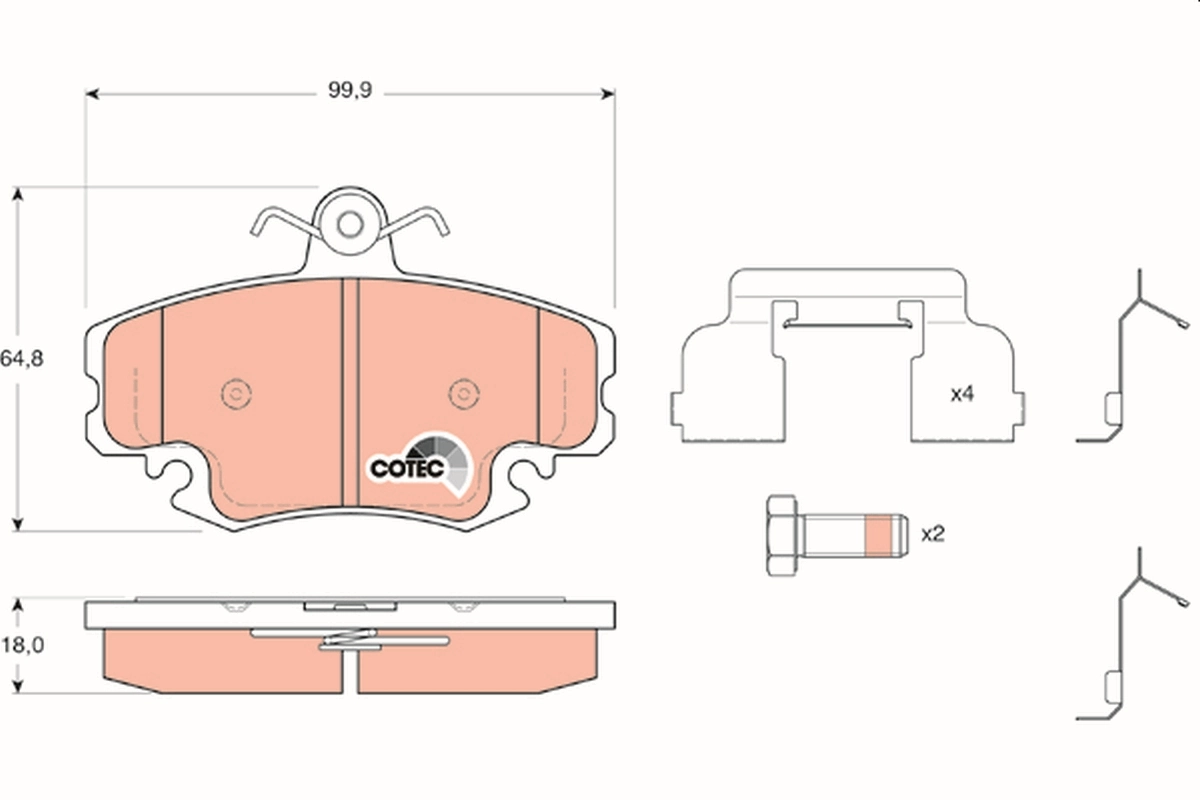 Brake Pad Set, disc brake COTEC GDB1634