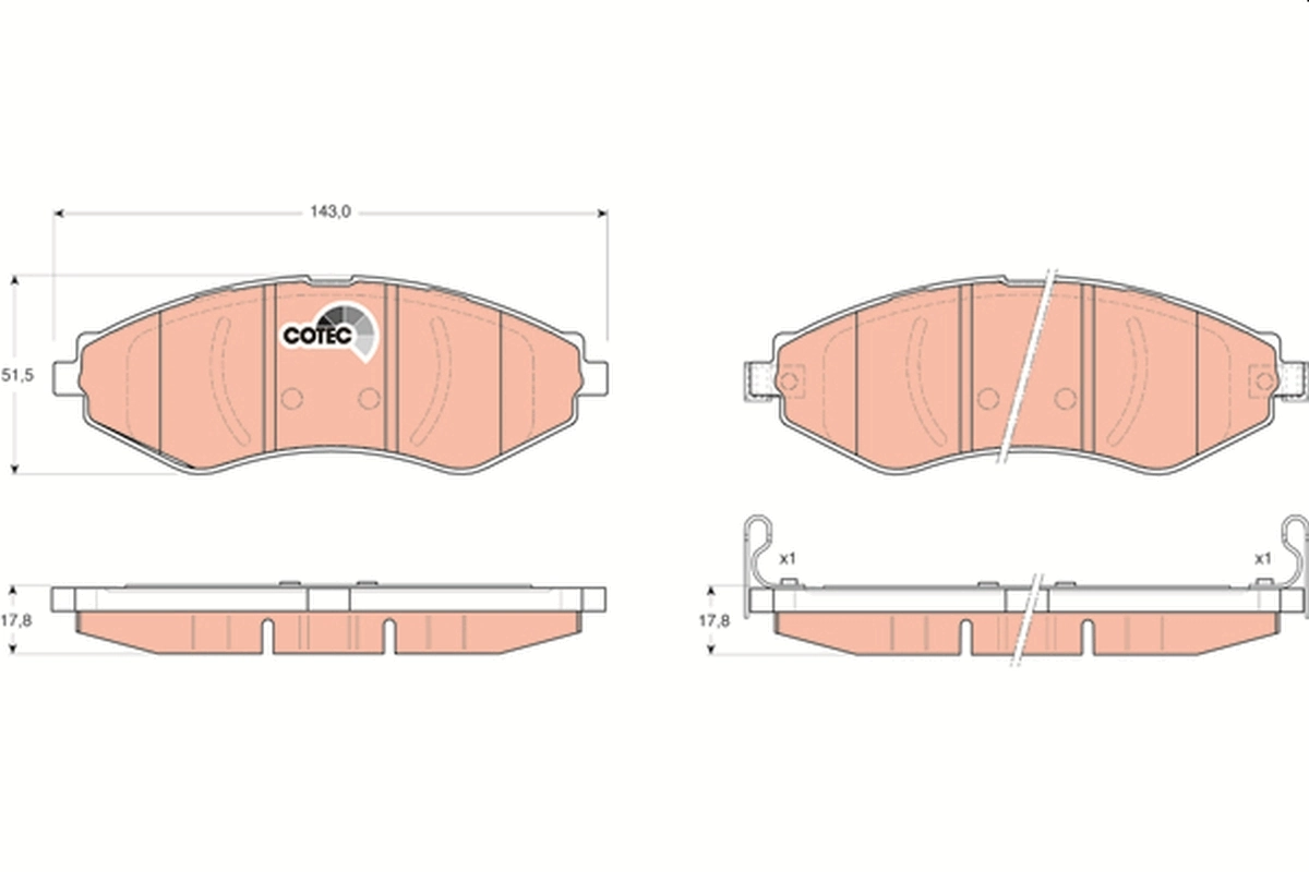 Brake Pad Set, disc brake COTEC GDB3347