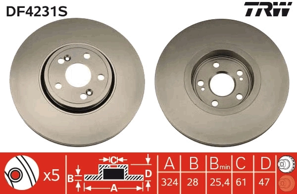 Brake Disc TRW SINGLE DF4231S