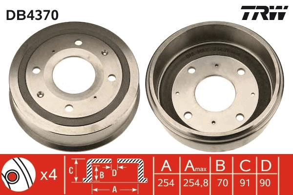 TRW DB4370 Brake Drum
