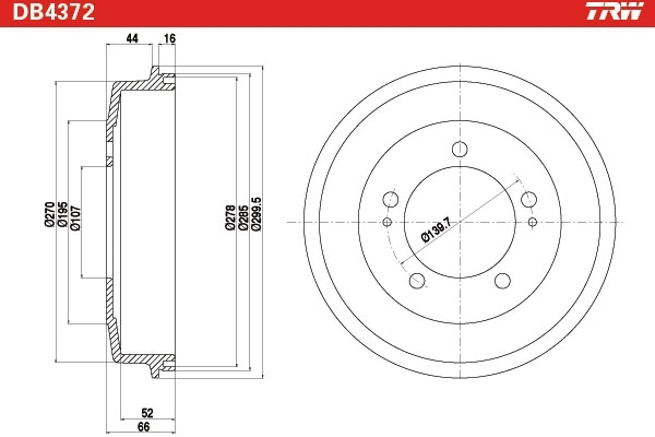TRW DB4372 Brake Drum