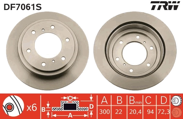Brake Disc TRW SINGLE DF7061S