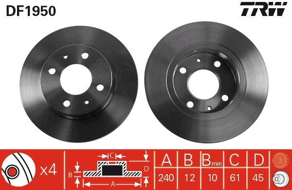 TRW DF1950 Brake Disc