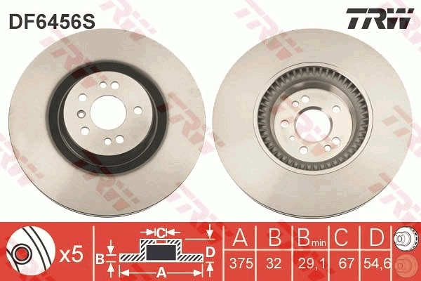 Brake Disc TRW SINGLE DF6456S
