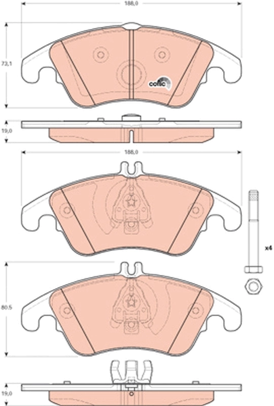 Brake Pad Set, disc brake COTEC GDB1737