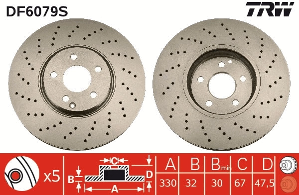 Brake Disc TRW SINGLE DF6079S