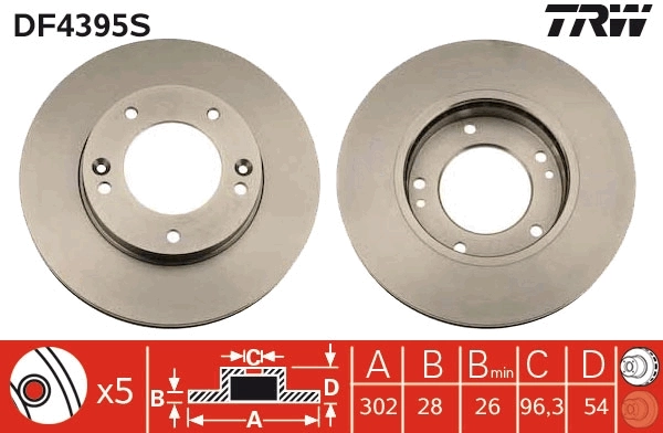 Brake Disc TRW SINGLE DF4395S