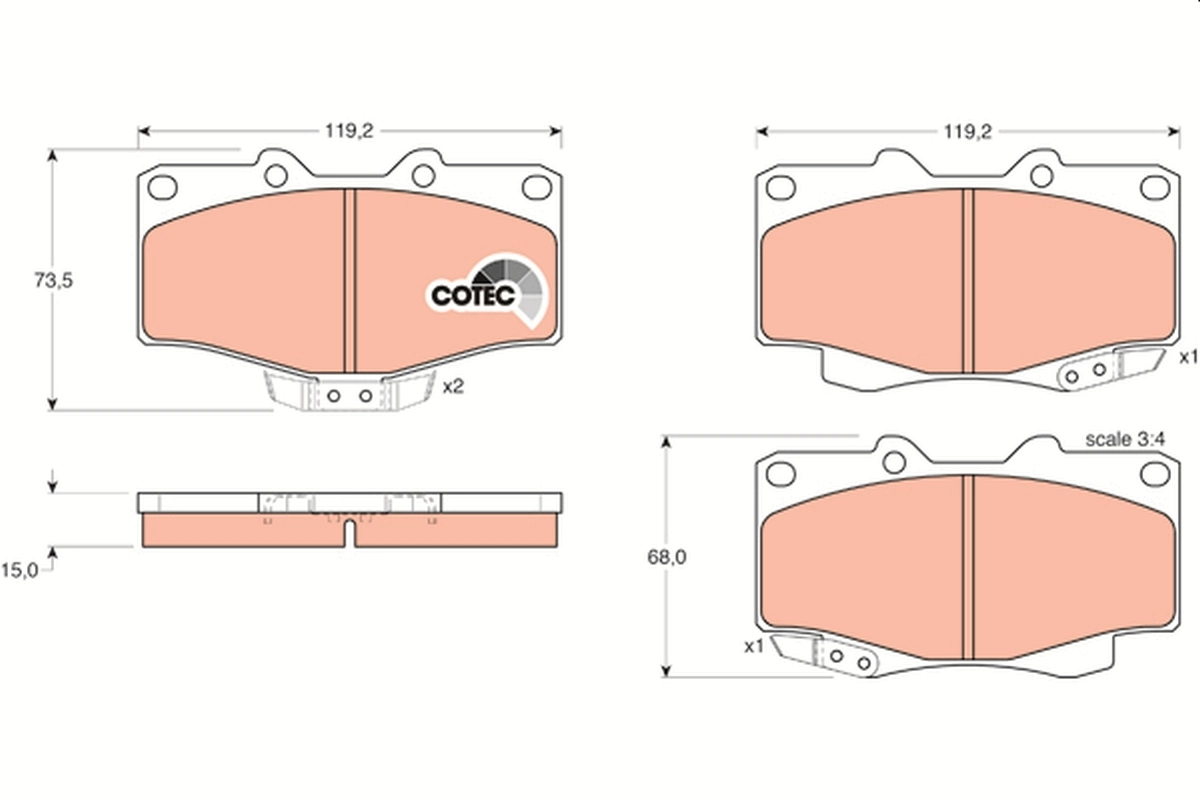 Brake Pad Set, disc brake COTEC GDB797