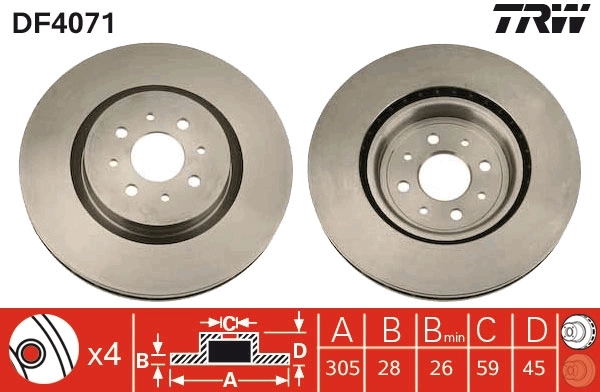 TRW DF4071 Brake Disc