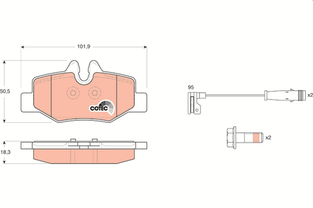 Brake Pad Set, disc brake COTEC GDB1601