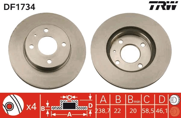 TRW DF1734 Brake Disc