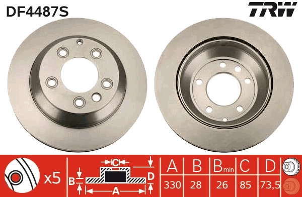Brake Disc TRW SINGLE DF4487S