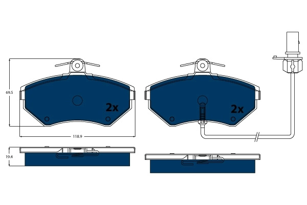 Bremsbelagsatz, Scheibenbremse ELECTRIC BLUE GDB1366BTE