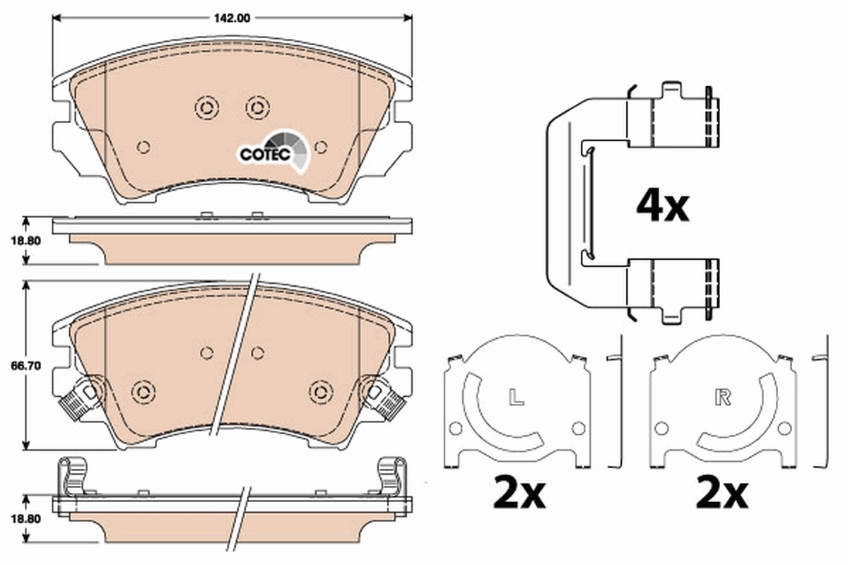 Brake Pad Set, disc brake COTEC GDB1783