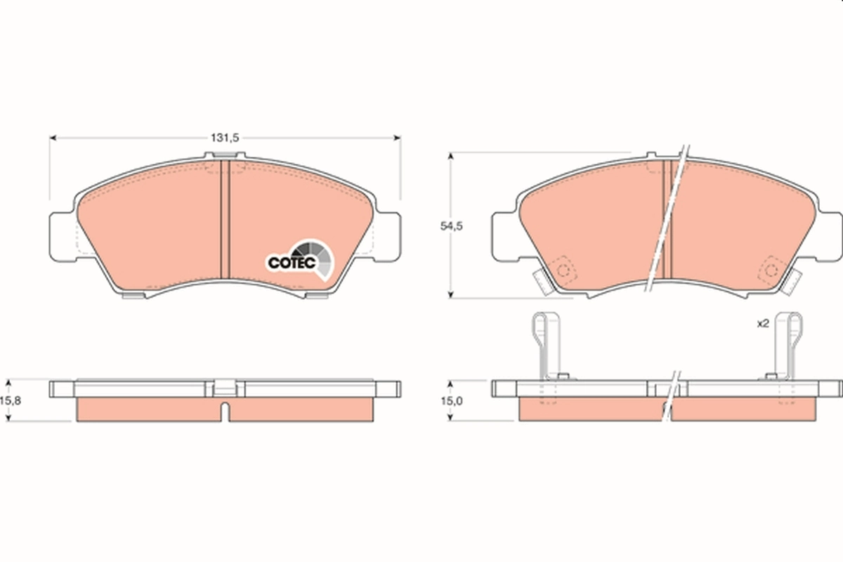 Brake Pad Set, disc brake COTEC GDB1164
