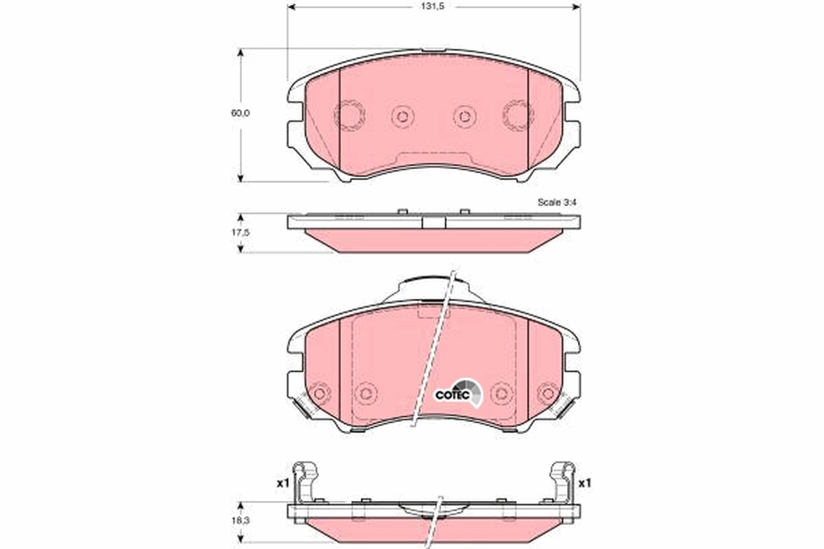 Brake Pad Set, disc brake COTEC GDB3386