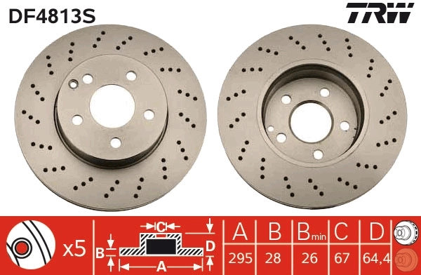 Brake Disc TRW SINGLE DF4813S