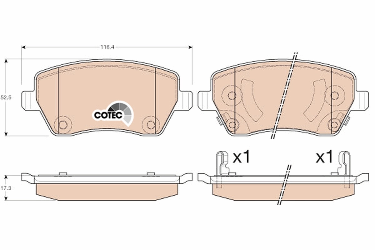Brake Pad Set, disc brake COTEC GDB3546