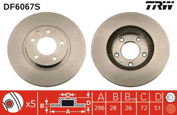 Brake Disc TRW SINGLE DF6067S