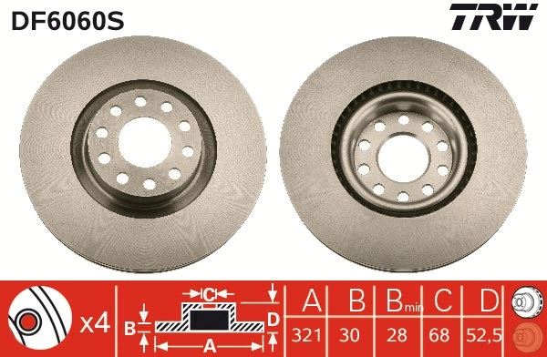 Brake Disc TRW SINGLE DF6060S