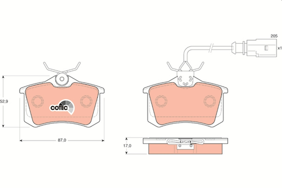 Brake Pad Set, disc brake COTEC GDB1415