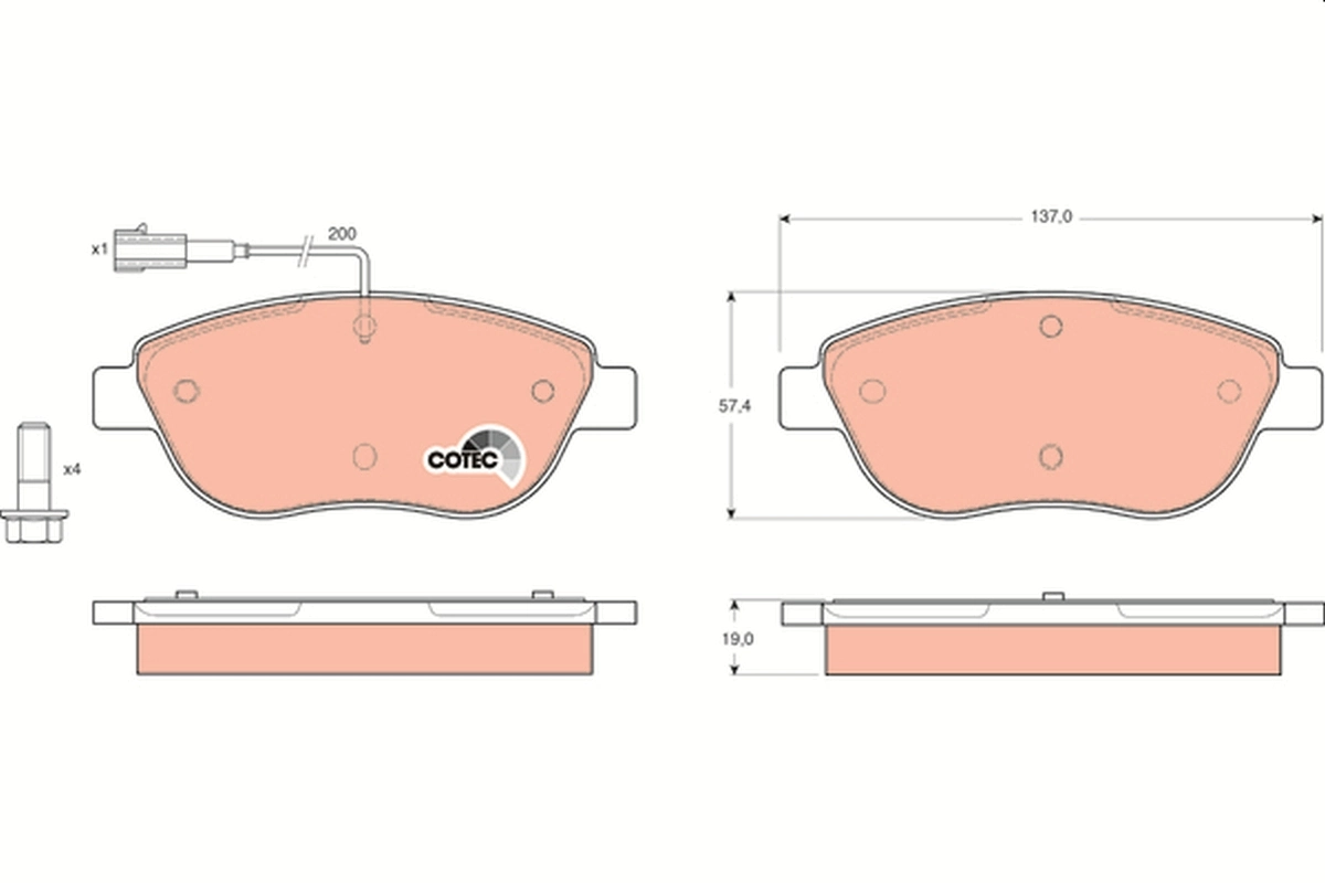 Brake Pad Set, disc brake COTEC GDB1483