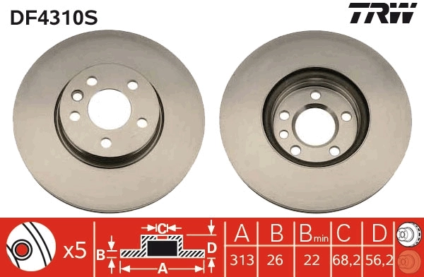 Brake Disc TRW SINGLE DF4310S