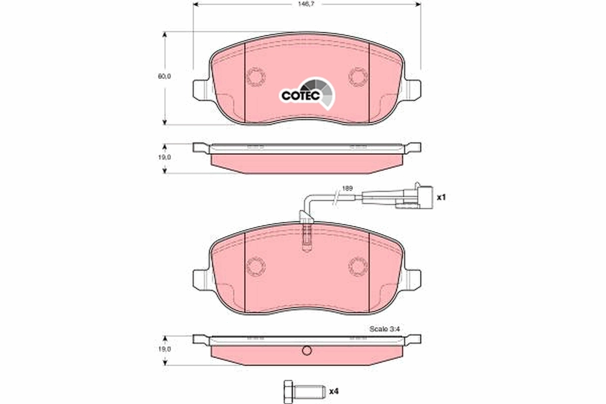 Brake Pad Set, disc brake COTEC GDB1636