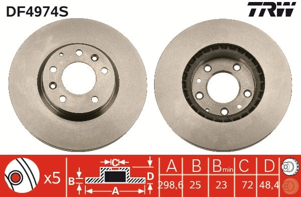 Brake Disc TRW SINGLE DF4974S