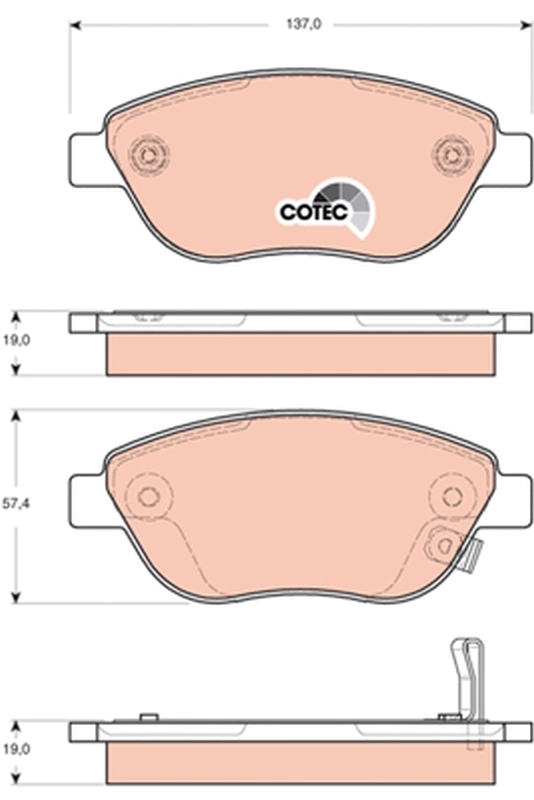 Brake Pad Set, disc brake COTEC GDB1701