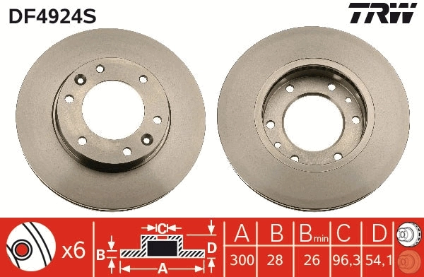 Brake Disc TRW SINGLE DF4924S