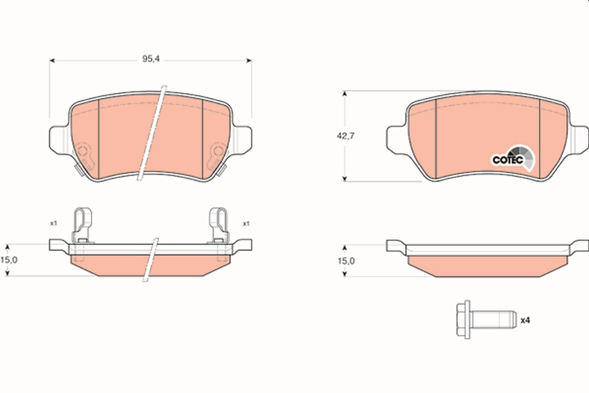Brake Pad Set, disc brake COTEC GDB1515