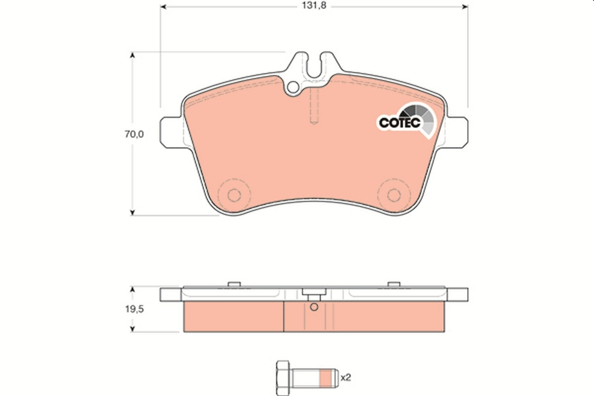 Brake Pad Set, disc brake COTEC GDB1628