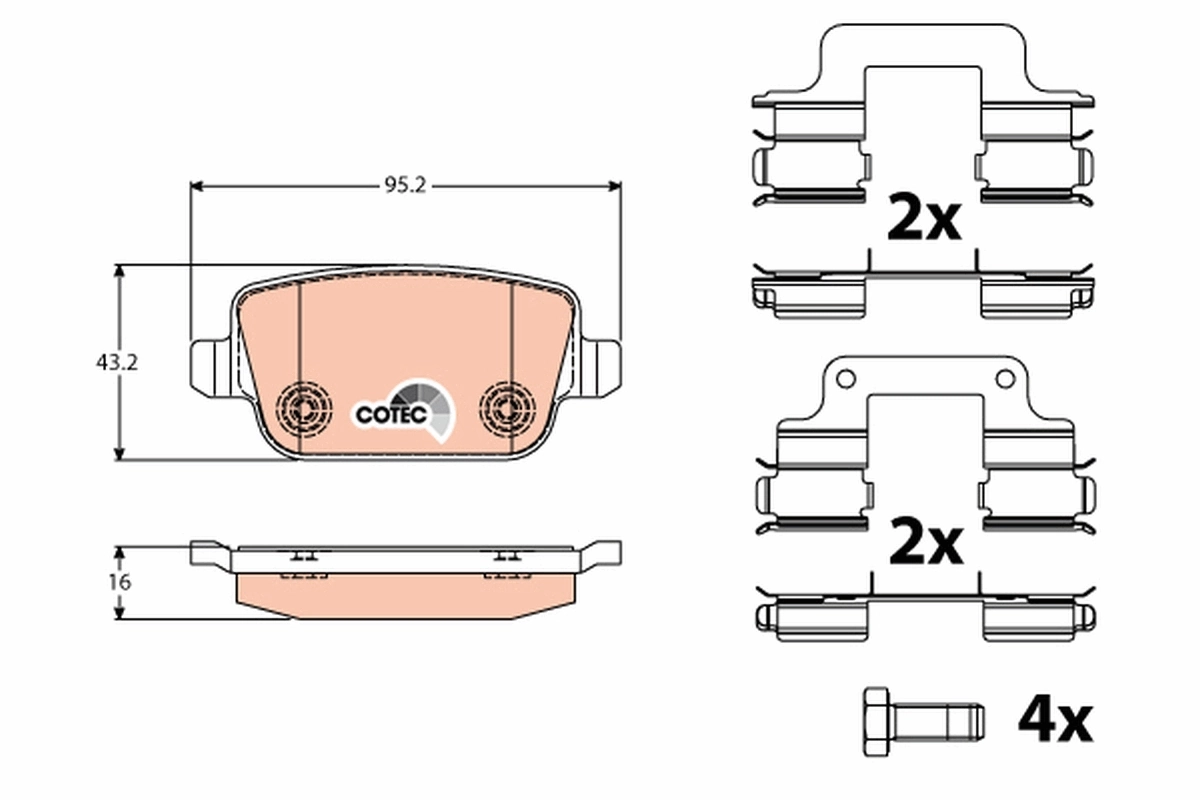 Brake Pad Set, disc brake COTEC GDB1708