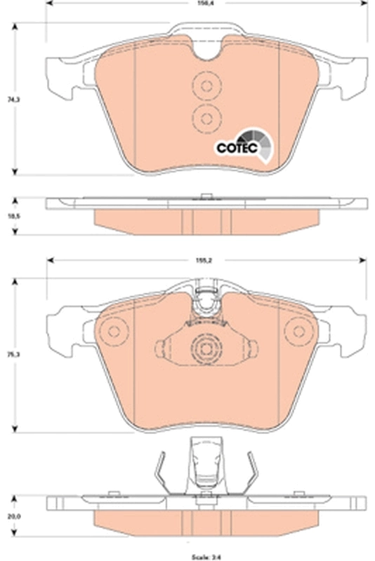 Brake Pad Set, disc brake COTEC GDB1835