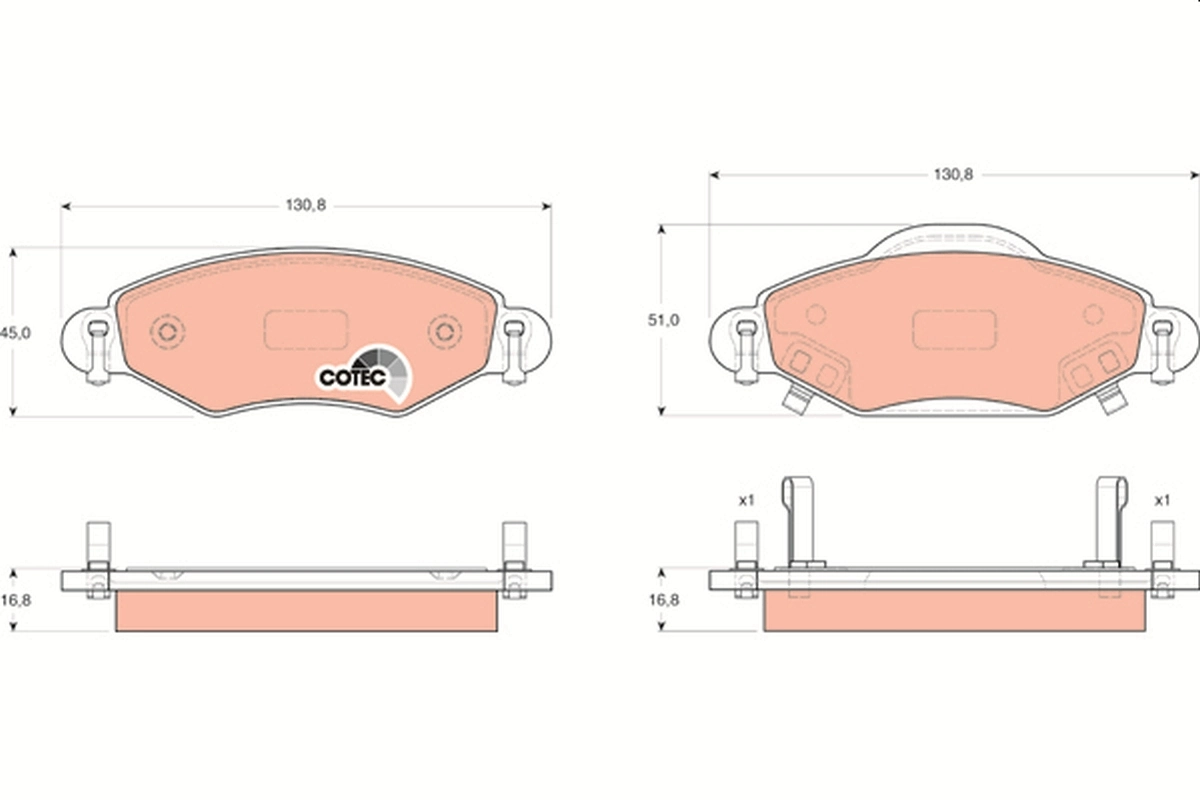 Brake Pad Set, disc brake COTEC GDB3324