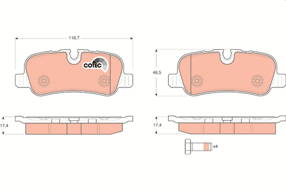 Brake Pad Set, disc brake COTEC GDB1632