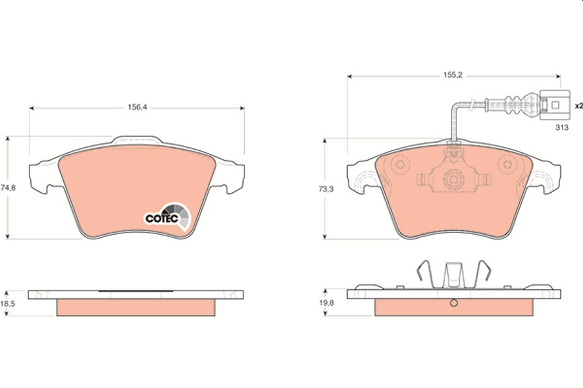 Brake Pad Set, disc brake COTEC GDB1651