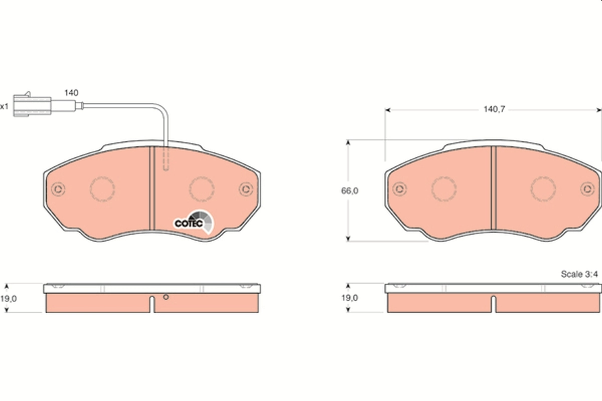 Brake Pad Set, disc brake COTEC GDB1517