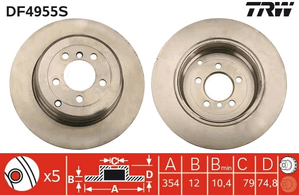 Brake Disc TRW SINGLE DF4955S