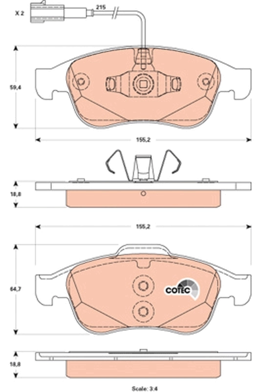 Brake Pad Set, disc brake COTEC GDB1873