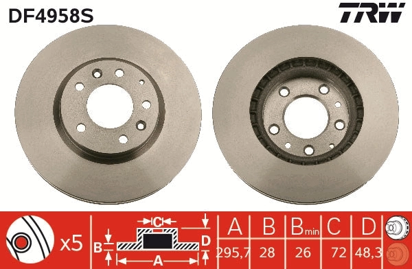 Brake Disc TRW SINGLE DF4958S