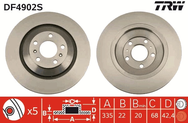 Brake Disc TRW SINGLE DF4902S
