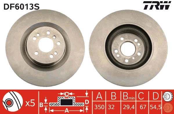 Brake Disc TRW SINGLE DF6013S